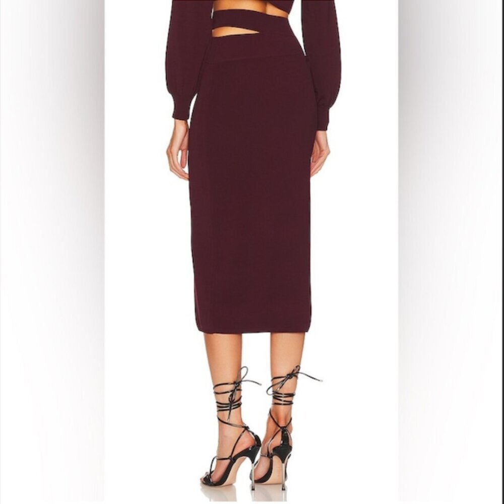 Michael Costello x Revolve Cut Out Knit Midi Skirt in Plum Size XL - Picture 3 of 6